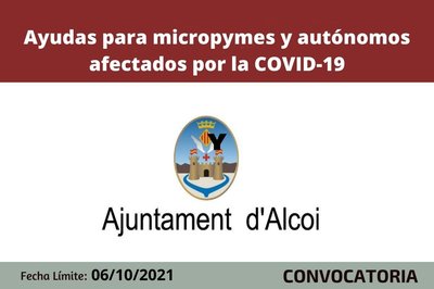 Subvenciones para micropymes, autónomos y profesionales de diferentes actividades empresariales de Alcoy