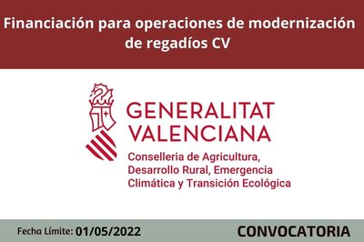 Financiación para operaciones de modernización de regadíos CV