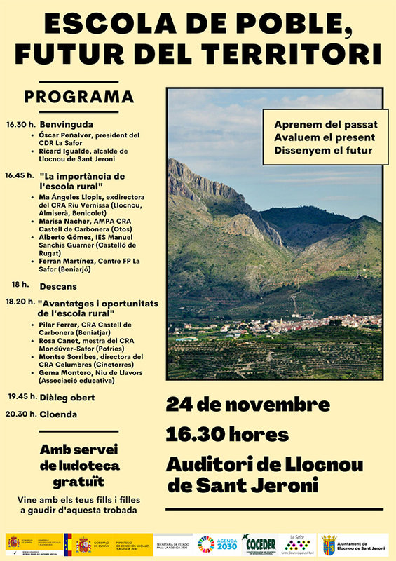 Jornada: "Escuela de pueblo, futuro del territorio" en Llocnou de Sant Jeroni