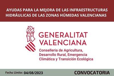 Ayudas para la mejora y mantenimiento de las infraestructuras hidrulicas de las zonas hmedas valencianas