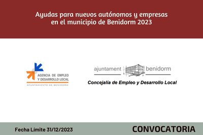 Ayudas para nuevos autónomos y empresas en el municipio de Benidorm 2023
