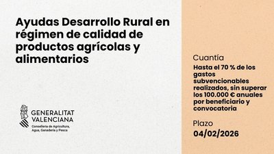 Ayudas Desarrollo Rural en r�gimen de calidad de productos agr�colas y alimentarios