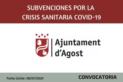 Subvenciones por la Crisis sanitaria Covid-19 Ayuntamiento de Agost