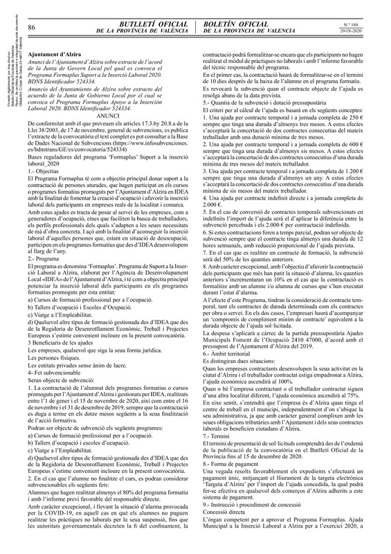 Bases Convocatoria FormaPlus Alzira