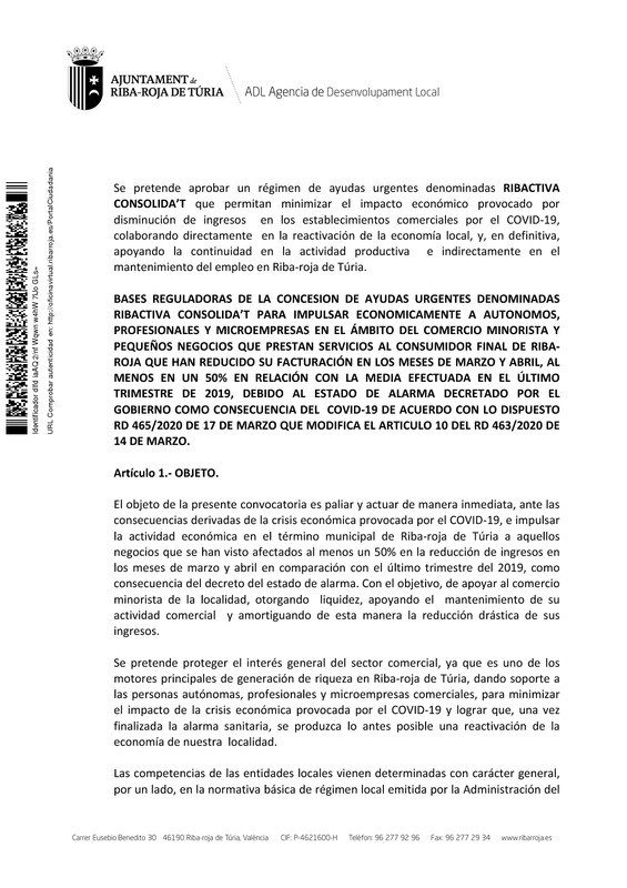 Bases Convocatoria RIBACTIVA CONSOLIDA'T