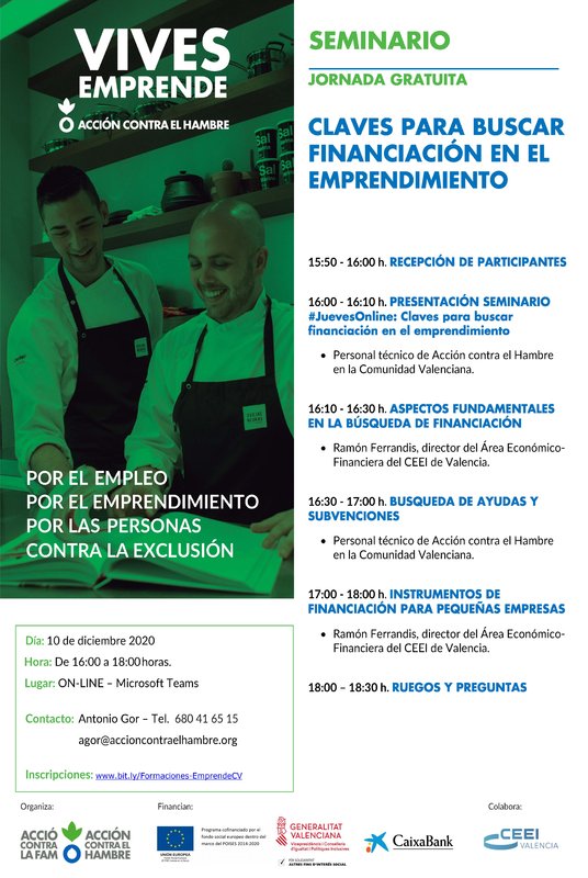 Cartel seminario financiacin - Vives Emprende Valencia diciembre 2020