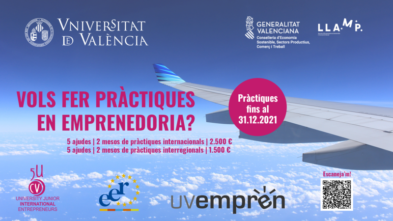 La UV i la Generalitat Valenciana destinen 20.000  per a realitzar prctiques internacionals i nacionals d'emprenedoria